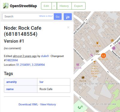 Screenshot of node 6818148554 in OSM